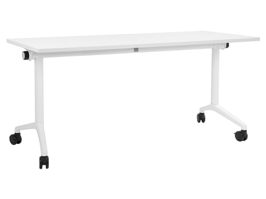 Biurko składane z kółkami 160 x 60 cm białe CAVI Beliani