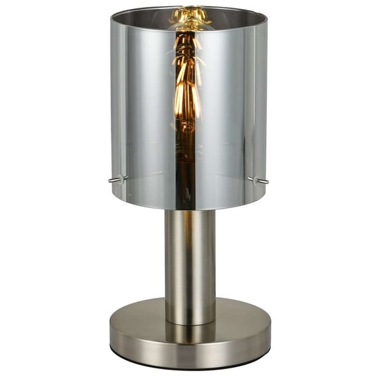 Biurkowa LAMPA skandynawska SARDO TB-5581-1-SC+SG Italux loftowa LAMPKA szklana tuba biurkowa stojąca nikiel przydymiona ITALUX