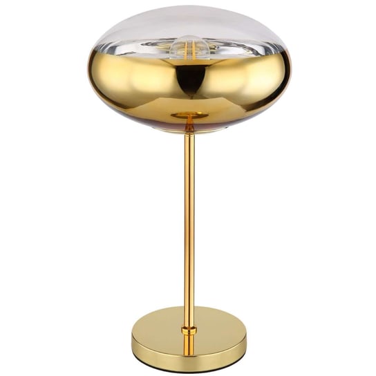 Biurkowa LAMPKA stojąca ANDREW 15445TG Globo szklana LAMPA stołowa okrągła na biurko złota przezroczysta nikiel matowy Globo