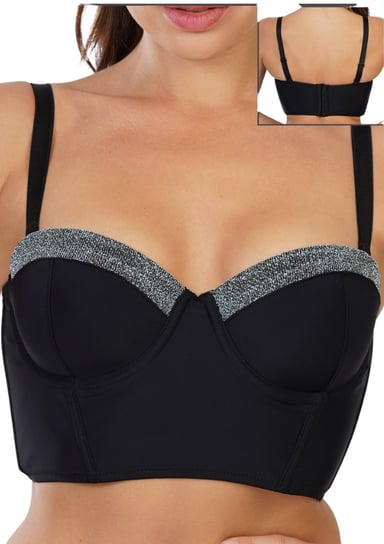 Biustonosz z fiszbinami push up 75B srebrny top Vienetta