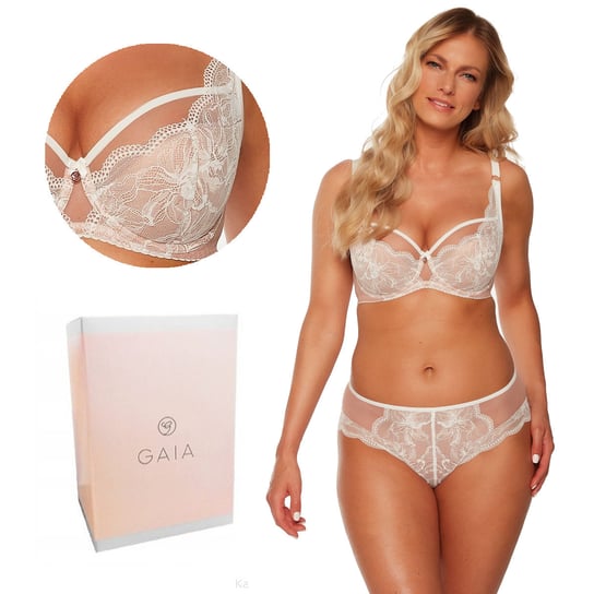 Biustonosz z koronką GAIA Semi-Soft Luiza 1242 półusztywniany ecru mokka  65J GAIA