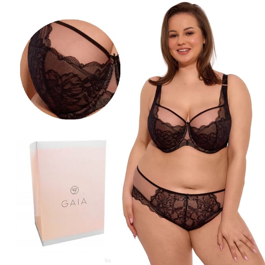 Biustonosz z koronką GAIA Semi-Soft Mari MAXI 1264 półusztywniany czarny  70K GAIA