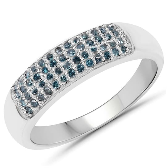 Biżuteria Prana, Pierścionek srebrny obrączka z 52 niebieskimi diamentami, rozmiar 17 Biżuteria Prana