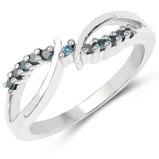 Biżuteria Prana, Pierścionek srebrny z 11 niebieskimi diamentami, rozmiar 12 Biżuteria Prana