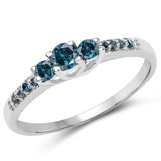 Biżuteria Prana, Pierścionek srebrny z 11 niebieskimi diamentami, rozmiar 13 Biżuteria Prana