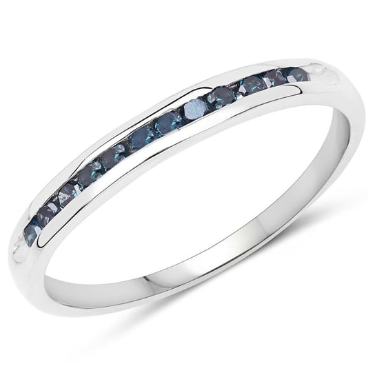 Biżuteria Prana, Pierścionek srebrny z 12 niebieskimi diamentami, rozmiar 15 Biżuteria Prana