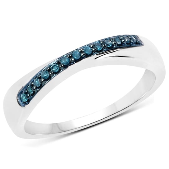 Biżuteria Prana, Pierścionek srebrny z 13 niebieskimi diamentami, rozmiar 15 Biżuteria Prana