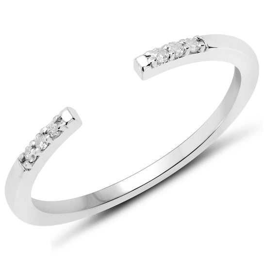 Biżuteria Prana, Pierścionek srebrny z 6 białymi diamentami, rozmiar 12 Biżuteria Prana