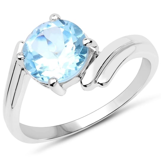 Biżuteria Prana, Pierścionek srebrny z dużym naturalnym topazem niebieskim, rozmiar 20 Biżuteria Prana
