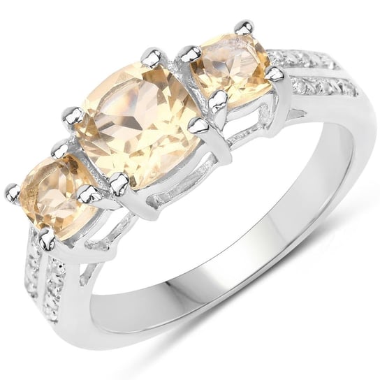 Biżuteria Prana, Pierścionek srebrny z naturalnymi cytrynami, kryształami górskimi, rozmiar 13 Biżuteria Prana