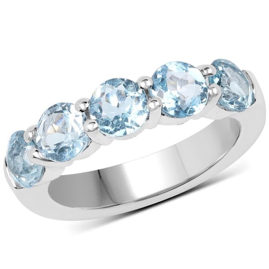 Biżuteria Prana, Pierścionek srebrny z naturalnymi topazami niebieskimi, rozmiar 17 Biżuteria Prana