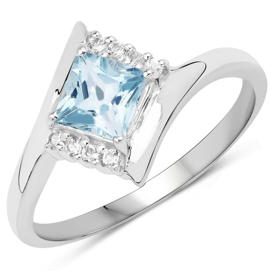 Biżuteria Prana, Pierścionek srebrny z topazem niebieskim i kryształami górskimi, rozmiar 13 Biżuteria Prana