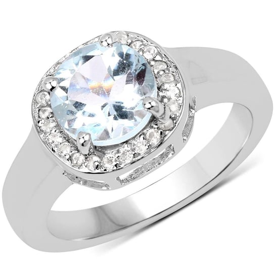 Biżuteria Prana, Pierścionek srebrny z topazem niebieskim i kryształami górskimi, rozmiar 15 Biżuteria Prana