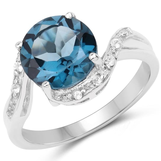 Biżuteria Prana, Pierścionek z topazem London Blue i kryształami górskimi, rozmiar 12 Biżuteria Prana