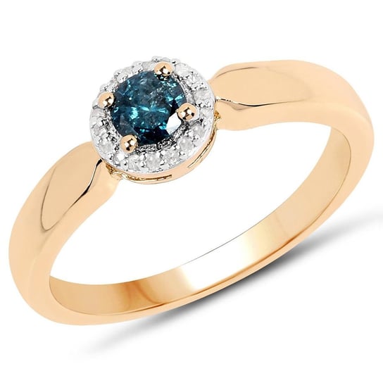 Biżuteria Prana, Pozłacany pierścionek srebrny z niebieskim diamentem, rozmiar 13 Biżuteria Prana