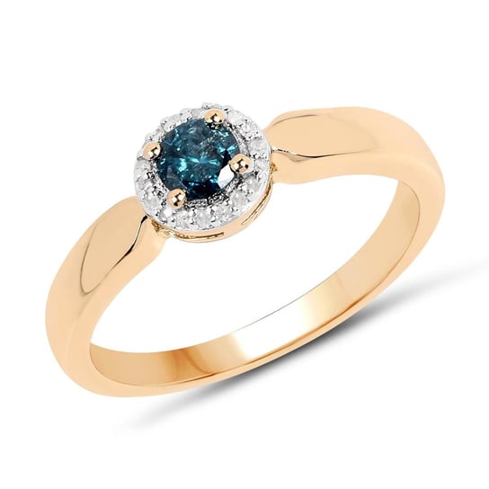 Biżuteria Prana, Pozłacany pierścionek srebrny z niebieskim diamentem, rozmiar 22 Biżuteria Prana