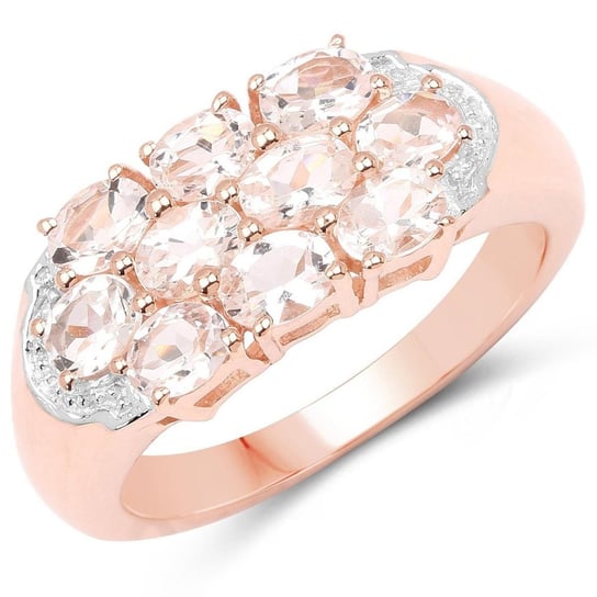Biżuteria Prana, Pozłacany pierścionek srebrny z pięknymi różowymi morganitami, rozmiar 15 Biżuteria Prana