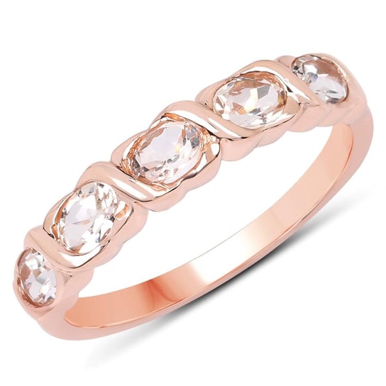 Biżuteria Prana, Pozłacany pierścionek srebrny z pięknymi różowymi morganitami, rozmiar 17 Biżuteria Prana