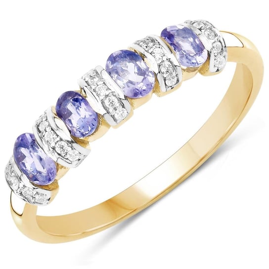 Biżuteria Prana, Pozłacany pierścionek srebrny z tanzanitami i cyrkoniami, rozmiar 14 Biżuteria Prana