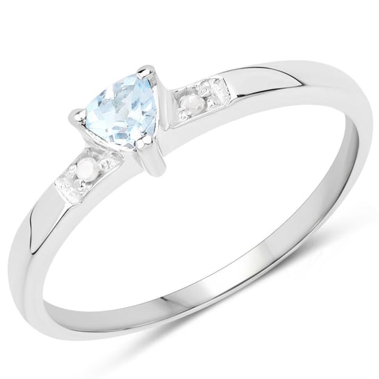 Biżuteria Prana, Srebrny pierścionek z topazem niebieskim i diamentami, rozmiar 17 Biżuteria Prana