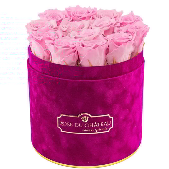 Bladoróżowe Wieczne Róże w Fuksjowym Flokowanym Flowerboxie Inna marka