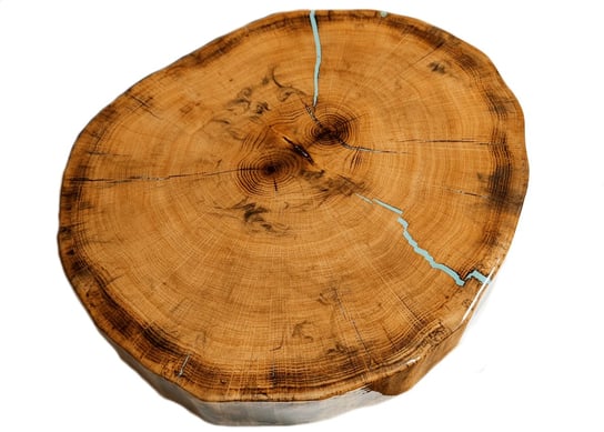 Blat Z Plastra Drewna Żywica Epoksydowa 37 Cm X 42 Cm X 6 Cm | Szlifowany, Lakierowany Spód (Matowy), Opalany Pdob_084634_Z00 / Wood & Resin WOOD & RESIN