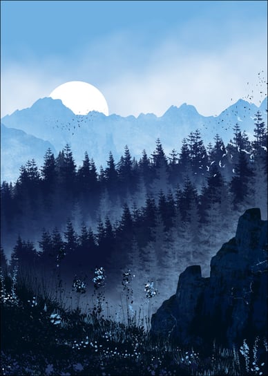 Błękitny las - plakat 59,4x84,1 cm Galeria Plakatu