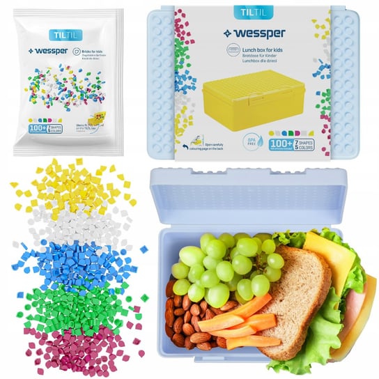 Błękitny Lunchbox Dla Dzieci 1,27L + Klocki Til Wessper