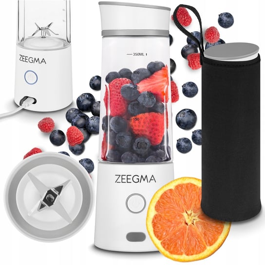 BLENDER PRZENOŚNY SMOOTHIE BEZPRZEWODOWY USB 450ml KIELICHOWY + ETUI BIAŁY ZEEGMA