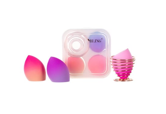 Bling, Beauty Blender Box Ombre – Zestaw gąbek do makijażu 3szt.+ stojak na gąbki, typ II Bling