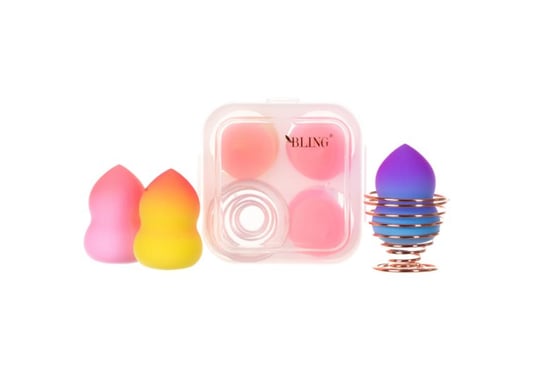Bling, Beauty Blender Box Ombre – Zestaw gąbek do makijażu 3szt.+ stojak na gąbki, typ III Bling