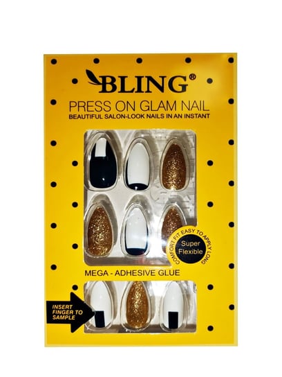 Bling, Sztuczne paznokcie Tipsy glamour, wzór VII, 24 szt. Bling