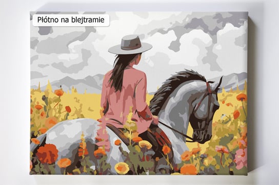 Blisko natury, koń, kobieta, łąka, malowanie po numerach Akrylowo