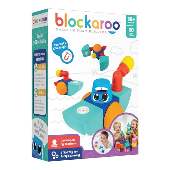 Blockaroo, Klocki piankowo-magnetyczne, Holownik, 10 elementów CLICS&CLICFORMERS