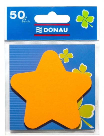 bloczek samoprzylepny donau, 1x50 kart., gwiazdka, zawieszka, pomarańczowy Donau