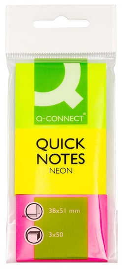Bloczek samoprzylepny Q-CONNECT 38x51mm 3x50 kart neon mix kolorów Q-CONNECT