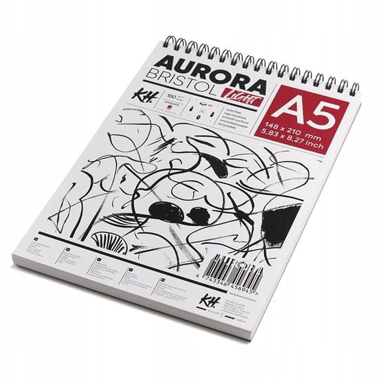 Blok AURORA Bristol Light 180g/m2 A5 na spirali Aurora