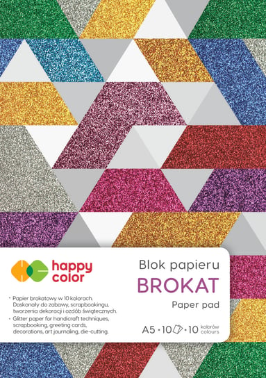 Blok BROKAT, A5, 10 arkuszy, 150g, 10 kolorów, Happy Color Happy Color