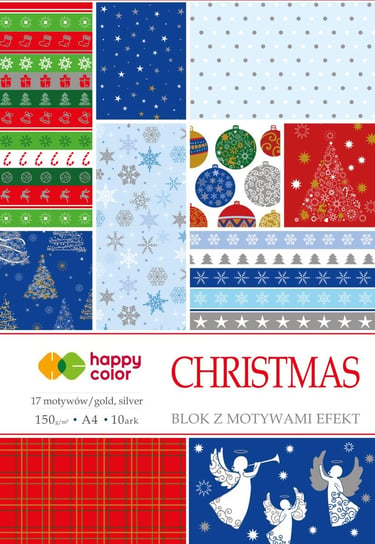 Blok Christmas z efektami, 150 g/m2, A4, 10 arkuszy, 17 motywów Happy Color