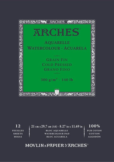 Blok do akwareli Arches Aquarelle A4 300g 12 kartek Cold pressed Arches