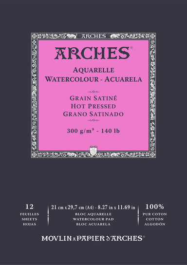 Blok do akwareli Arches Aquarelle A4 300g Hot pressed 12 kartek Naturalny biały Arches