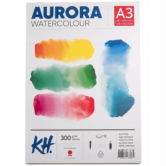 Blok do akwareli AURORA Hot Pressed 300g/m2 A3 Aurora