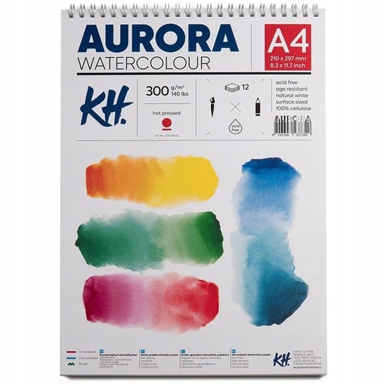 Blok do akwareli AURORA Hot Pressed 300g/m2 A4 Aurora