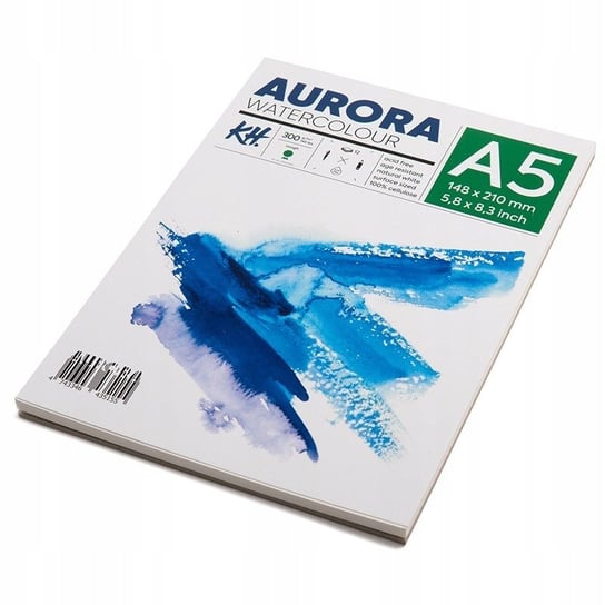 Blok do akwareli AURORA Rough 300g/m2 A5 klejony Aurora