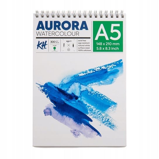Blok do akwareli AURORA Rough 300g/m2 A5 na spiral Aurora