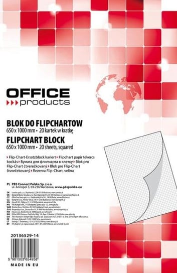 BLOK DO FLIPCHARTÓW OFFICE PRODUCTS, KRATKA, 65X100CM, 20 KART., BIAŁY Office Products