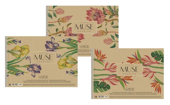 Blok do rysowania na spirali Muse Flowers - A4 - 150 g Inna marka