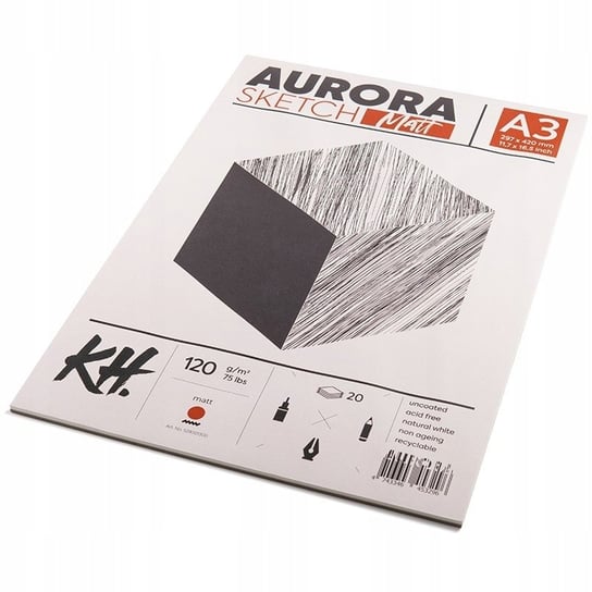 Blok do szkicu AURORA Sketch Matt 120g/m2 A3 klej Aurora