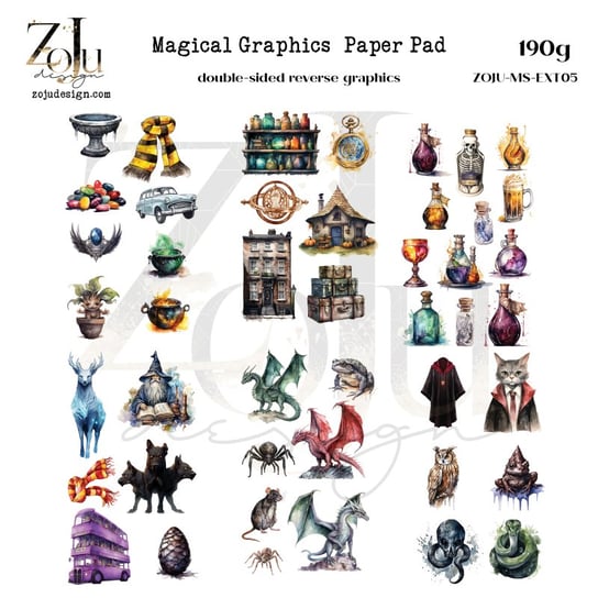 Blok elementów do wycinania ZoJu Design Magical Saga - MAGICZNE GRAFIKI ZoJu Design
