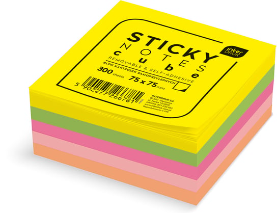 Blok karteczek samoprzylepnych 300 sztuk, 5 kolorów w zestawie Interdruk